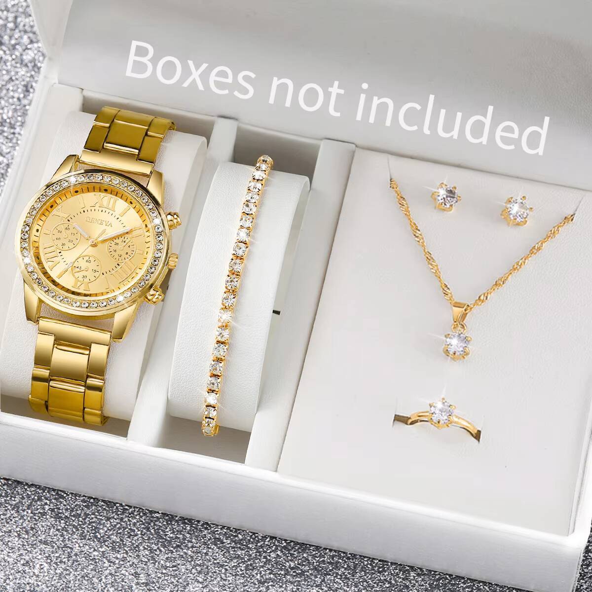 Mystery Jewelry Jar Watches - 6개/세트 패션 라인스톤 여성용 시계 아날로그