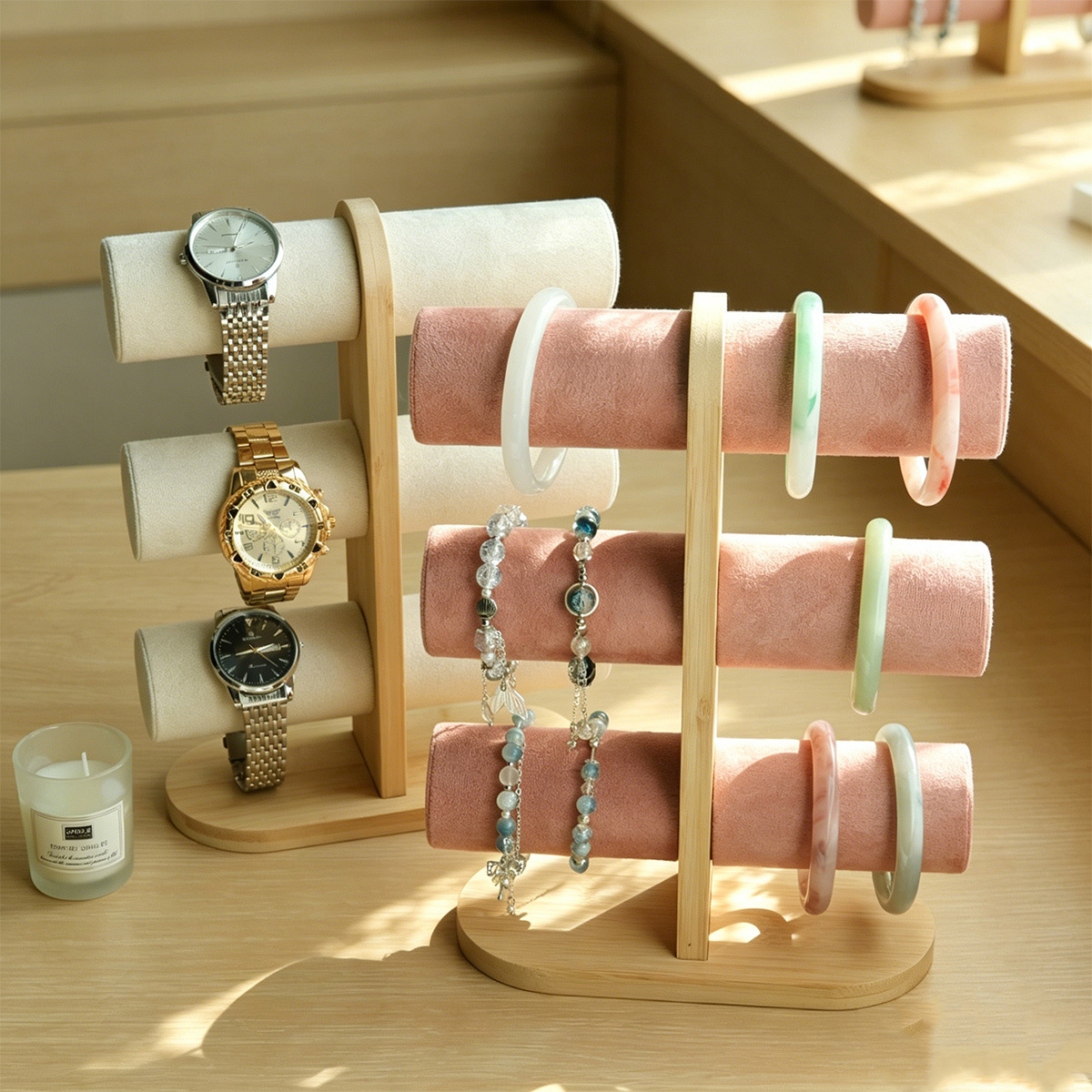 Jewelry Shop Watches - 3단 대나무 팔찌 시계 진열대 3층