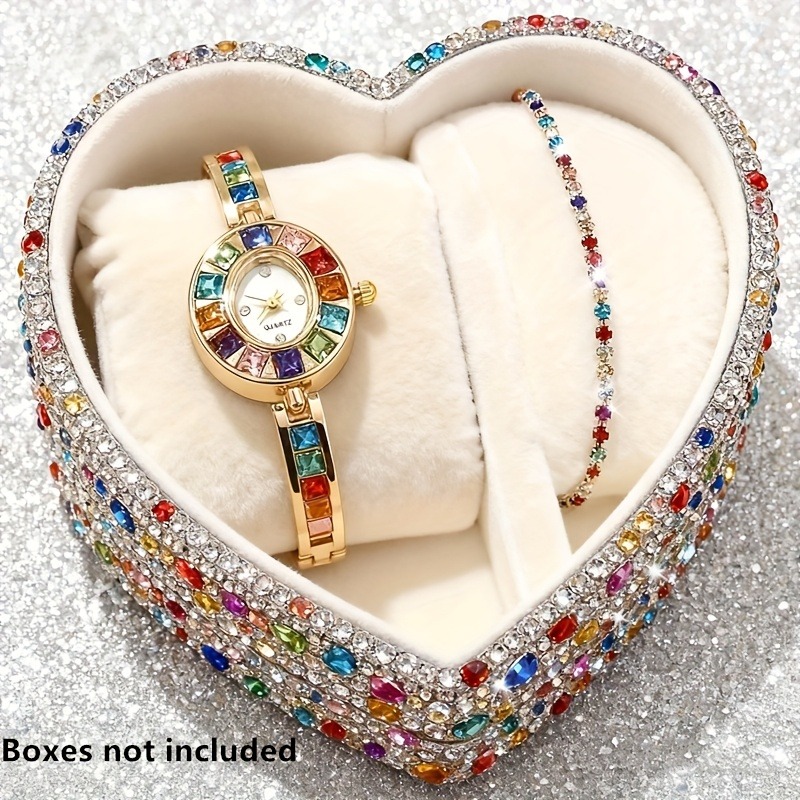 Mystery Jewelry Jar Watches - 2pcs 우아한 화려한 라인스톤 여성 쿼츠