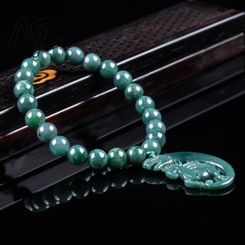 천연 비취 블루 워터 조디악 말 비즈 핸드 니팅 팔찌  - Jewelry & Watches Sp Z Oo Opinie 리뷰 및 가격