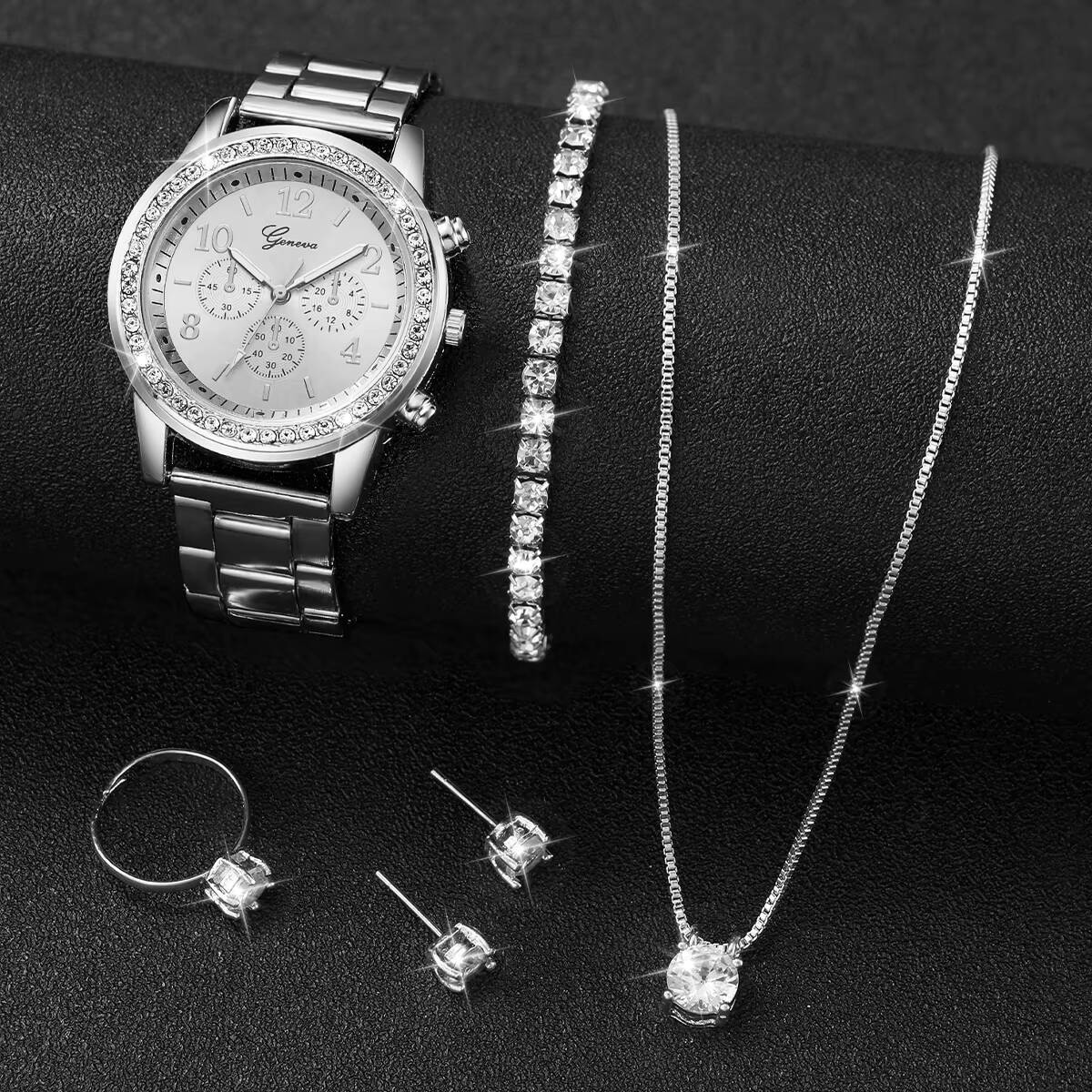 6개/세트 패션 라인스톤 여성용 시계 아날로그 쿼츠 손 - Mystery Jewelry Jar Watches 리뷰 및 가격