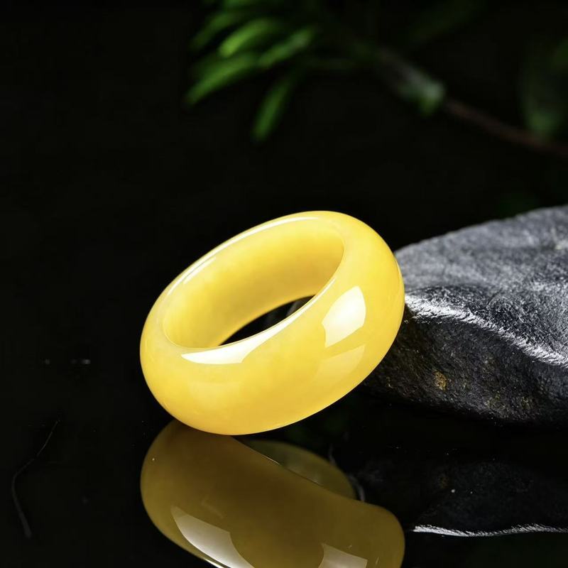 진짜 A급 경옥 반지, 풀옐로우 컬러와 풍부한 색소,  - Jewelry & Watches Sp Z Oo Opinie 리뷰 및 가격