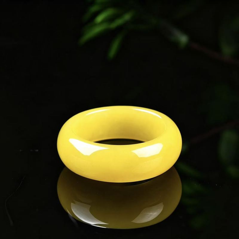 진짜 A급 경옥 반지, 풀옐로우 컬러와 풍부한 색소,  - Jewelry & Watches Sp Z Oo Opinie 리뷰 및 가격