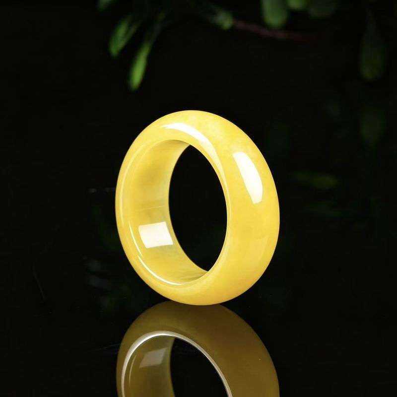진짜 A급 경옥 반지, 풀옐로우 컬러와 풍부한 색소,  - Jewelry & Watches Sp Z Oo Opinie 리뷰 및 가격