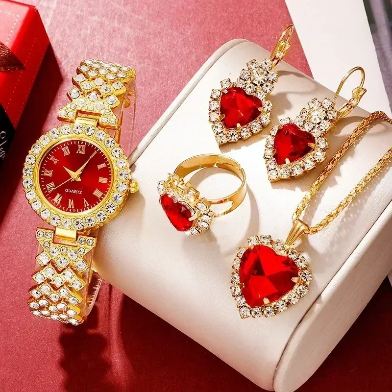 골든 럭셔리 시계 여성 반지 목걸이 귀걸이 라인스톤 패 - Mystery Jewelry Jar Watches 리뷰 및 가격