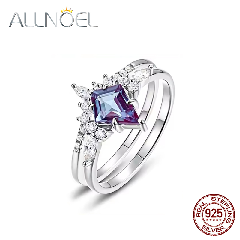ALLNOEL 연 컷 알렉산드라이트 925 실버 반지, - Birthstone Ring Set 리뷰 및 가격