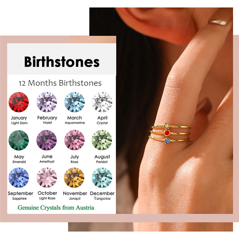 스테인레스 스틸 탄생석 반지 여성을위한 오스트리아의 원 - Birthstone Ring Set 리뷰 및 가격