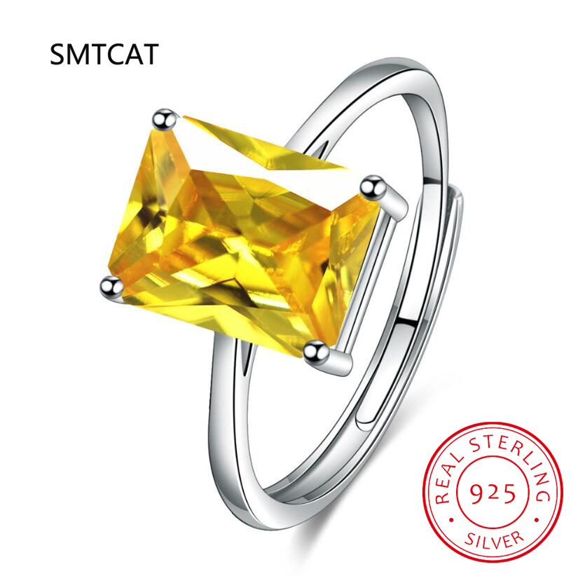 에메랄드 컷 천연 시트린 925 스털링 실버 기하학적  - Birthstone Ring Set 리뷰 및 가격