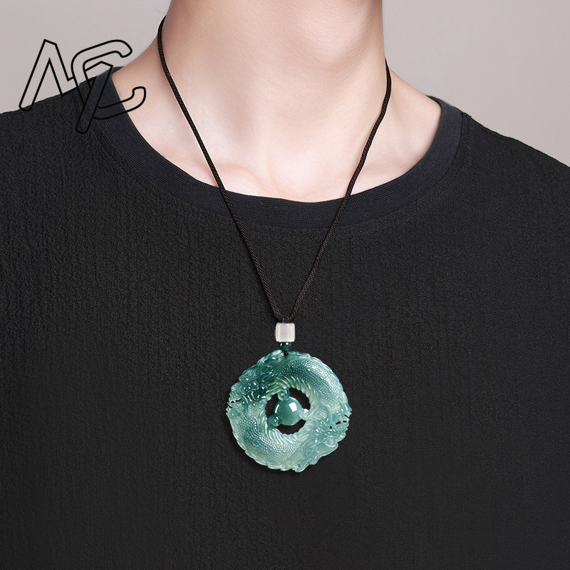 천연 진짜 에메랄드 블루 워터 제이드 더블 드래곤 브랜 - Jewelry & Watches Sp Z Oo Opinie 리뷰 및 가격