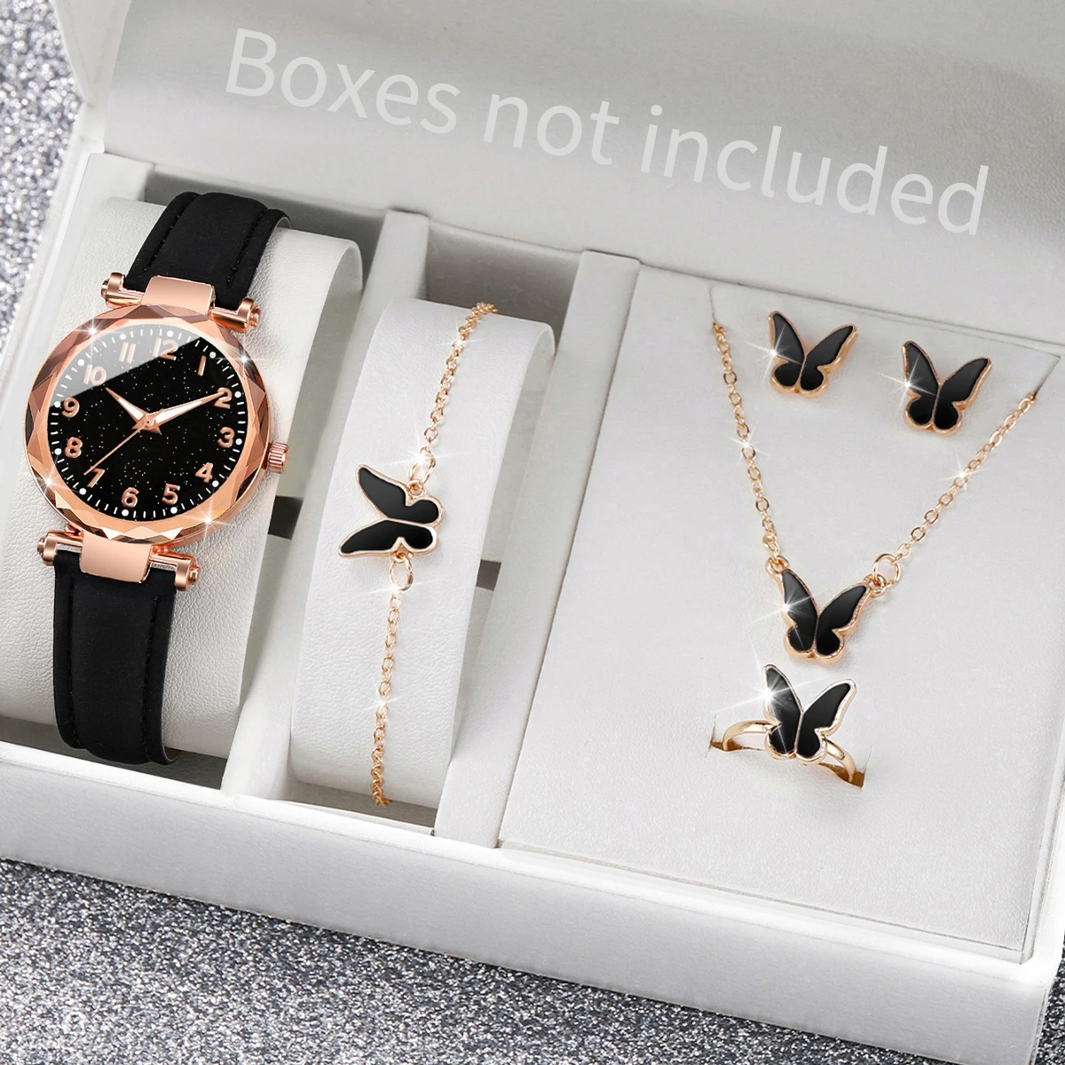 5/6PCS 패션 여성 시계 캐주얼 가죽 밴드 쿼츠 시 - Mystery Jewelry Jar Watches 리뷰 및 가격