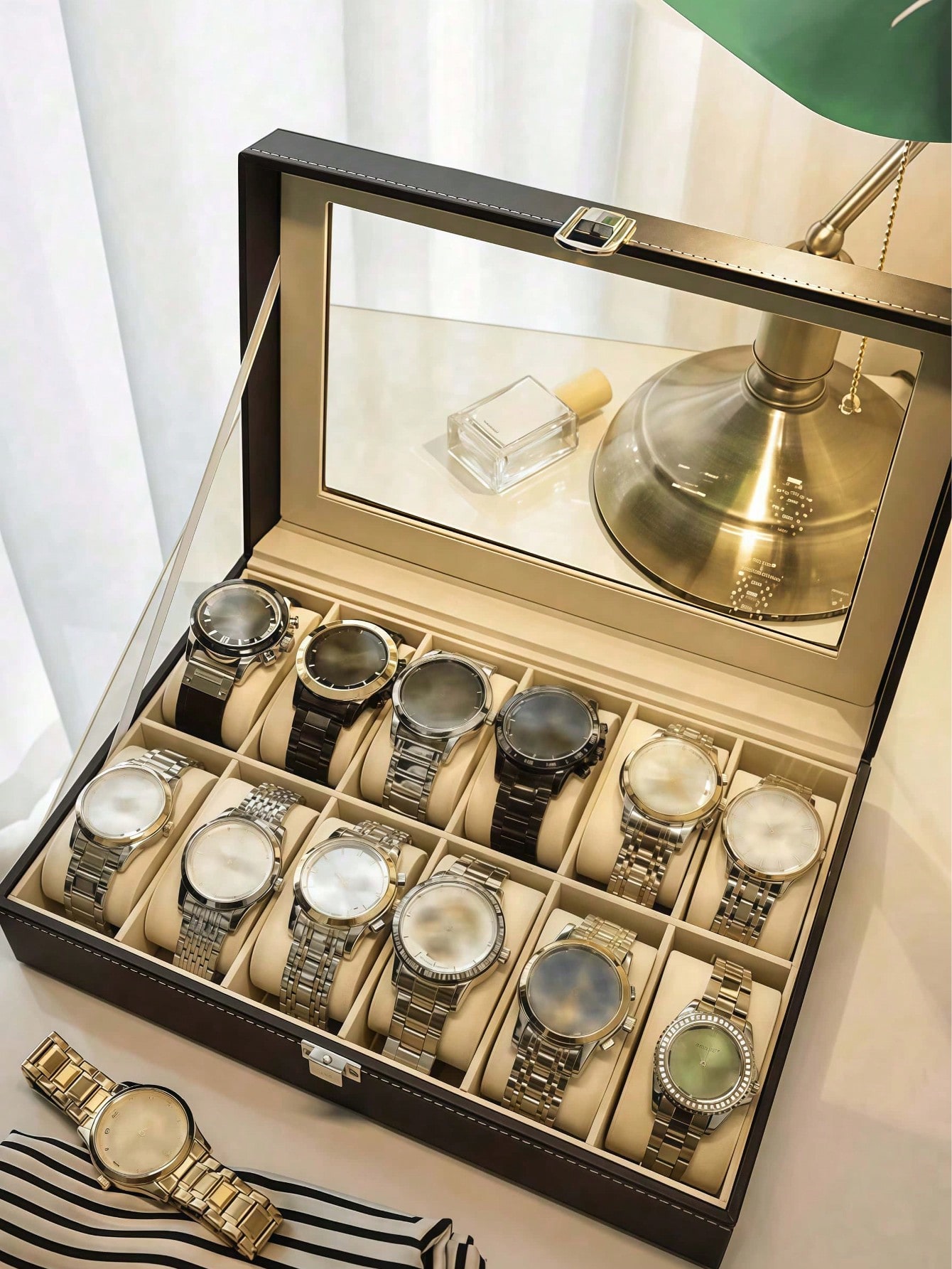 잠금장치가 있는 가죽 시계 상자, 대용량 시계 진열 케 - Mystery Jewelry Jar Watches 리뷰 및 가격