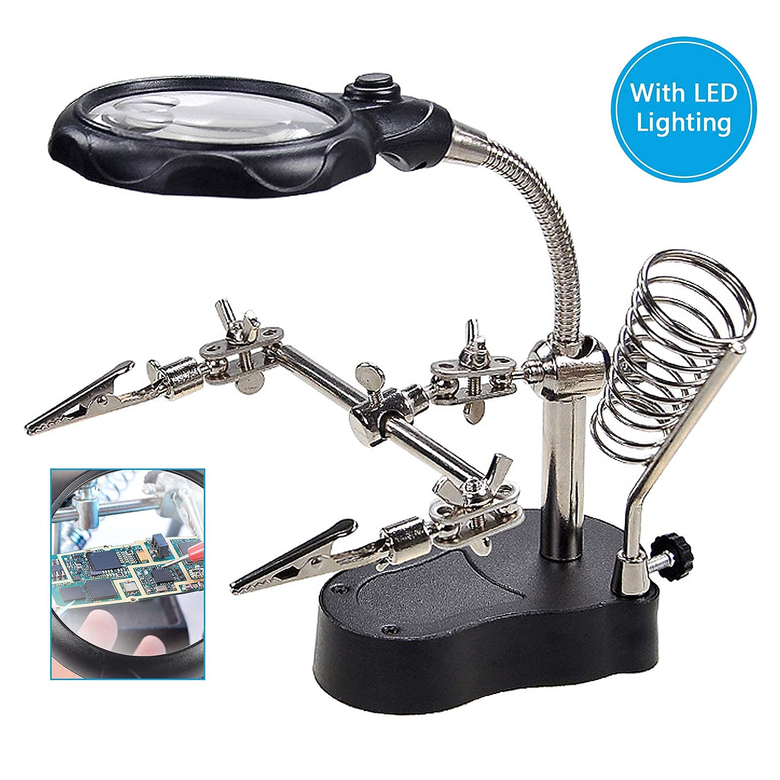 LED 조명 및 악어 클립이 있는 헬핑 핸즈 납땜 스테 - Jewelry Watches Repair 리뷰 및 가격