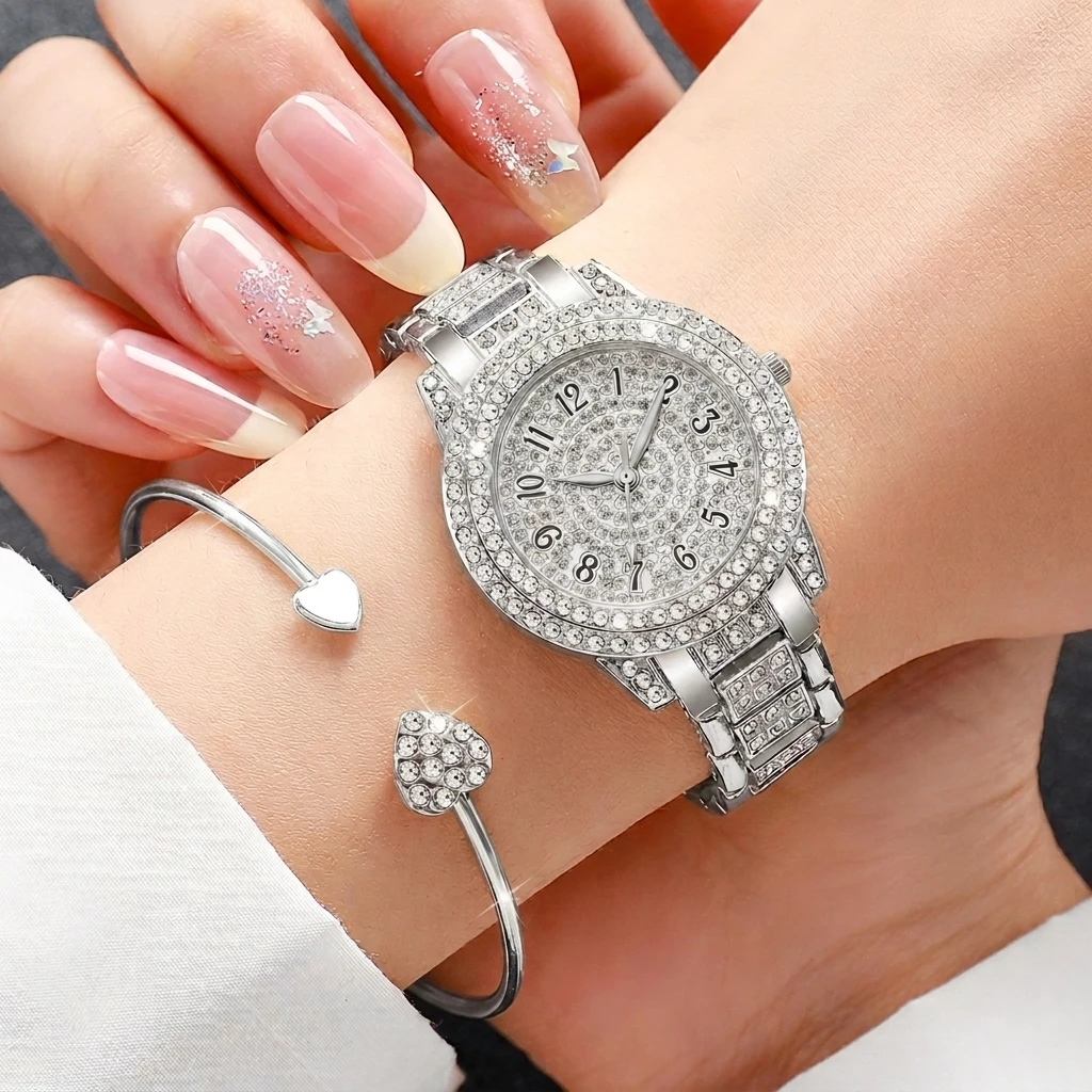 6종 패션 라인스톤 여성 시계 하트 쥬얼리 세트 고급  - Mystery Jewelry Jar Watches 리뷰 및 가격
