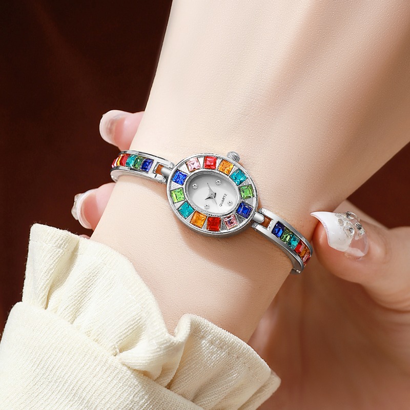 2pcs 우아한 화려한 라인스톤 여성 쿼츠 시계 팔찌  - Mystery Jewelry Jar Watches 리뷰 및 가격