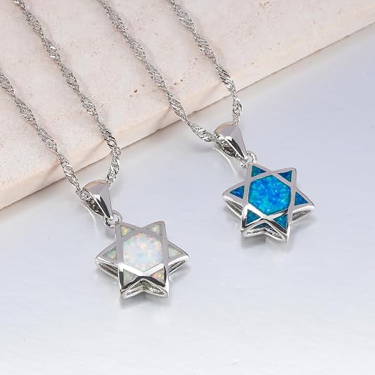 다윗의 별 오팔 펜던트 목걸이 양면 유대교 헥사그램 보 - Jewelry & Watches Sp Z Oo Opinie 리뷰 및 가격