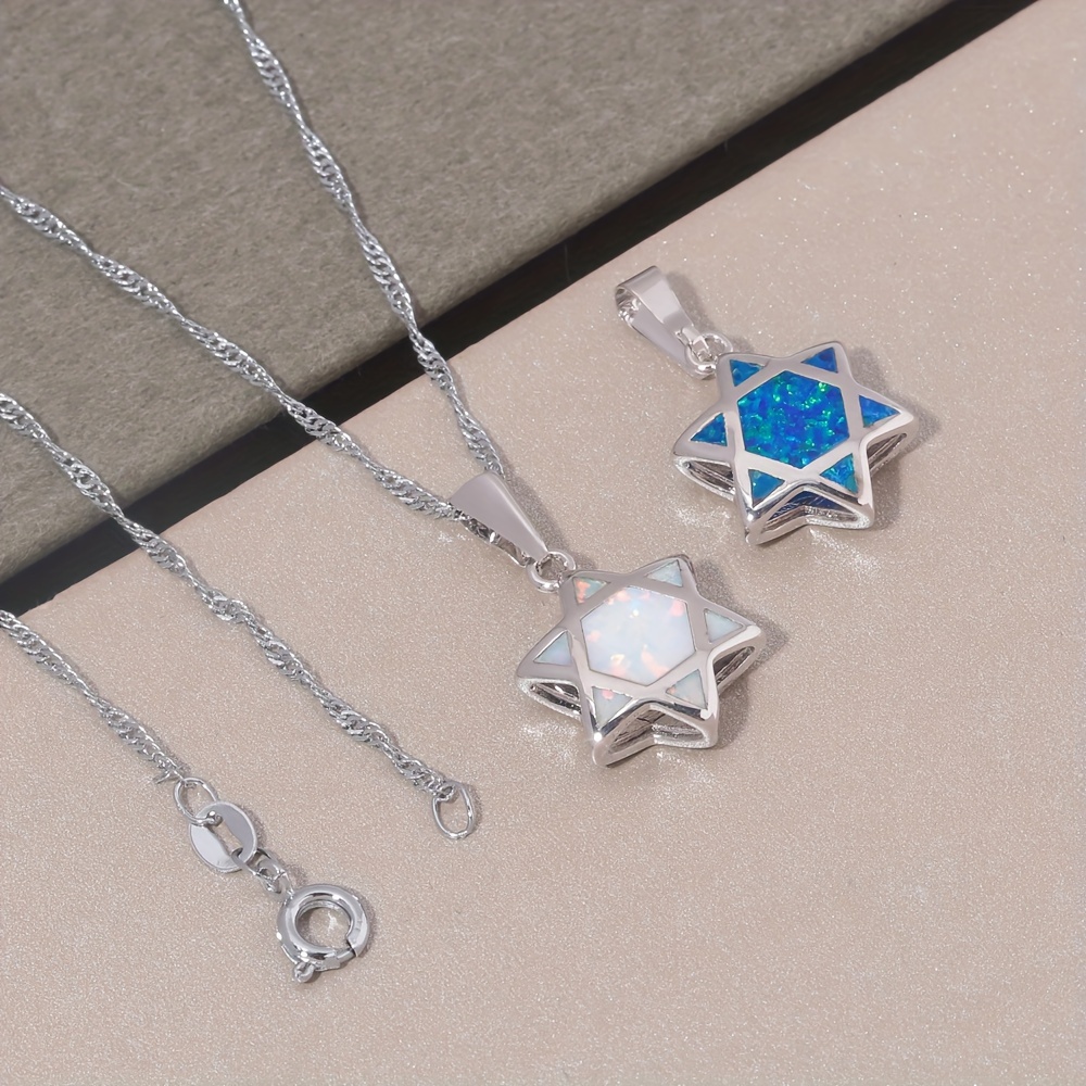 다윗의 별 오팔 펜던트 목걸이 양면 유대교 헥사그램 보 - Jewelry & Watches Sp Z Oo Opinie 리뷰 및 가격