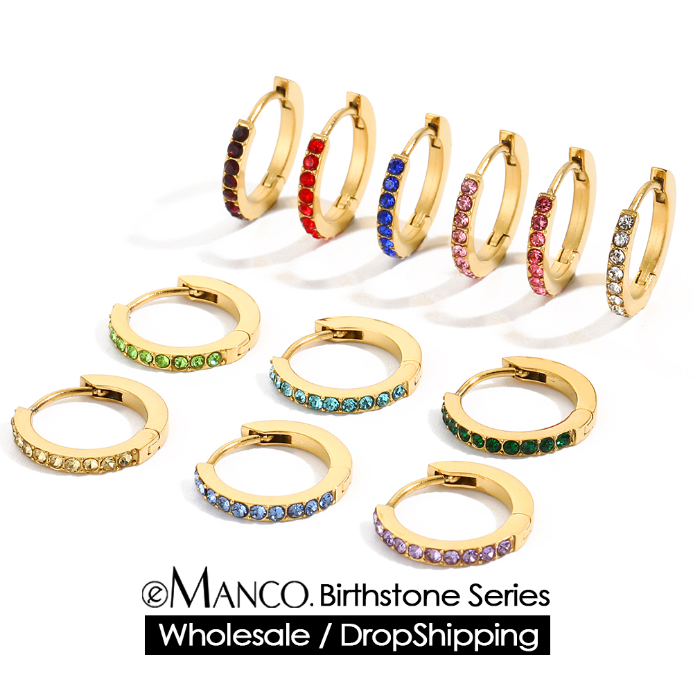 EMANCO 라인스톤 심플 스테인레스 스틸 탄생석 후프 - Birthstone Ring Set 리뷰 및 가격