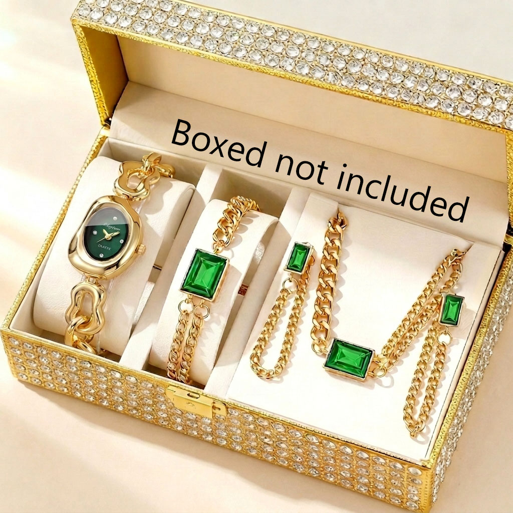 5PCS 패션 불규칙 여성 쿼츠 시계 쥬얼리 세트 우아 - Mystery Jewelry Jar Watches 리뷰 및 가격