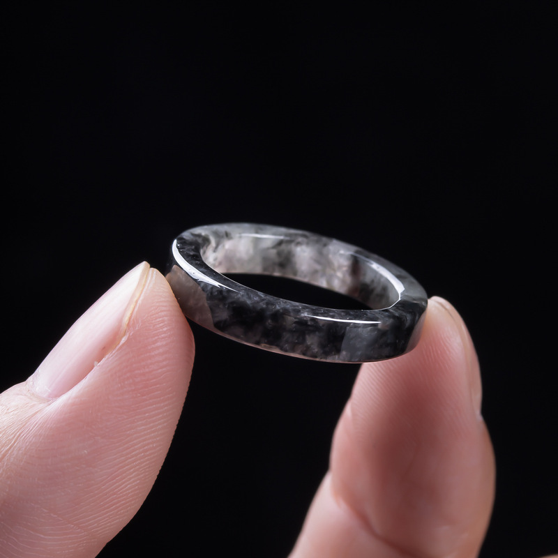 천연 A급 버마산, 블랙 제이디트 아이스 타입 반지,  - Jewelry & Watches Sp Z Oo Opinie 리뷰 및 가격